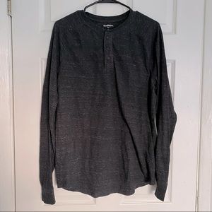 Dark Grey Henley Long Sleeve Tee